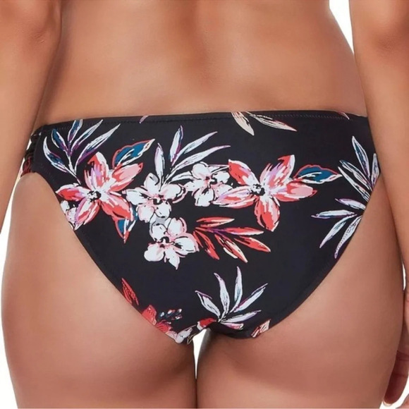 Bar III Tropical Escape Floral Print Hipster Bikini Swim Bottoms‎ Black Size S - Picture 3 of 12